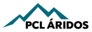 Logotipo PCL Áridos con montañas estilizadas, símbolo de áridos para la construcción.